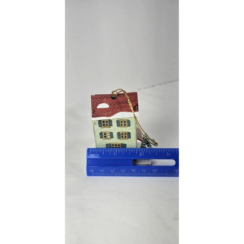 Vintage Tin Flower Shop Christmas Ornament Miniature‎ Village Building 3.5